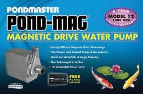DESCRIPTION: (2) MAGNETIC DRIVE WATER PUMP BRAND/MODEL: PONDMASTER POND-MAG SIZE: 1200 GPH RETAIL$: $157.02 EA QTY: 2