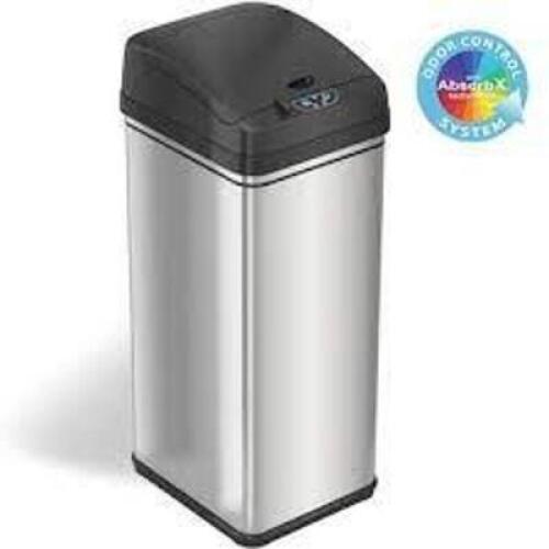 DESCRIPTION: (1) TOUCHLESS TRASH CAN BRAND/MODEL: ITOUCHLESS INFORMATION: STAINLESS SIZE: 13 GALLONS RETAIL$: $101.98 EA QTY: 1