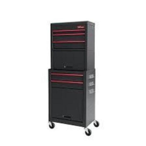 DESCRIPTION: (1) 5 DRAWER ROLLING TOOL CHEST CABINET COMBO BRAND/MODEL: HYPER TOUGH INFORMATION: BLACK SIZE: 20IN RETAIL$: $125.00 EA QTY: 1