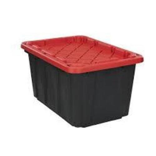 DESCRIPTION: (7) STORAGE TOTE BRAND/MODEL: HYPER TOUGH INFORMATION: BLACK SIZE: 8 GALLON RETAIL$: $10.00 EA QTY: 7