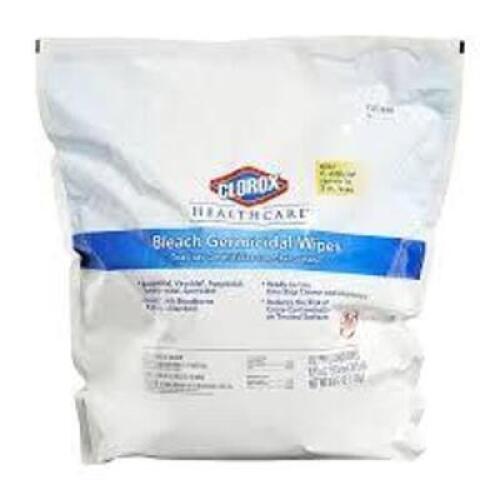 DESCRIPTION: (2) BAGS GERMICIDAL DISINFECTANT WIPES BRAND/MODEL: CLOROX/4XKR8 INFORMATION: 110 WIPES PER BAG SIZE: 12" X 12" SHEET SIZE RETAIL$: $150.