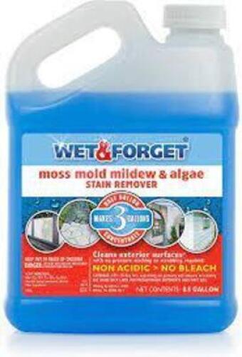 DESCRIPTION: (1) MOSS MOLD AND MILDEW AND ALGAE STAIN REMOVER BRAND/MODEL: WET AND FORGET SIZE: 1 GALLON RETAIL$: $33.26 EA QTY: 1