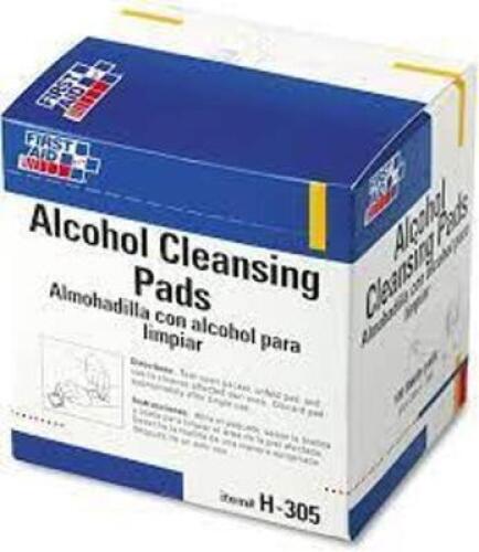 DESCRIPTION: (1) CASE OF (12) BOXES OF (100) ALCOHOL WIPES BRAND/MODEL: FIRST AID ONLY #H305-GR RETAIL$: $8.02 A PACK QTY: 1