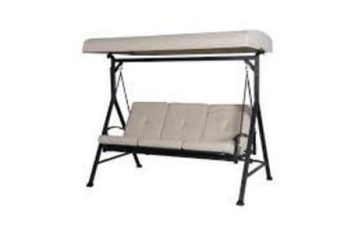 DESCRIPTION: (1) 3-PERSON SWINGING DAYBED W/CANOPY BRAND/MODEL: MAINSTAYS/MSD236247917046 INFORMATION: BEIGE, SEE INSPECTION TO VERIFY CONTENTS RETAIL