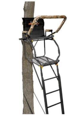 DESCRIPTION: (1) SKYBOX DELUXE TREE STAND BRAND/MODEL: MUDDY/MUD-MLS1550 INFORMATION: 350LB WEIGHT RATING, ADJUSTABLE SHOOTING RAIL, FLIP UP FOOTREST,