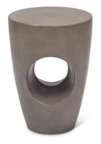 DESCRIPTION: HAYDEN DARK GREY CONCRETE STOOL BRAND/MODEL: URBIA VGS-HAY-STOOL INFORMATION: EDGES ARE WORN DOWN SIZE: 14.75"X17.75" RETAIL$: $253.00 QT