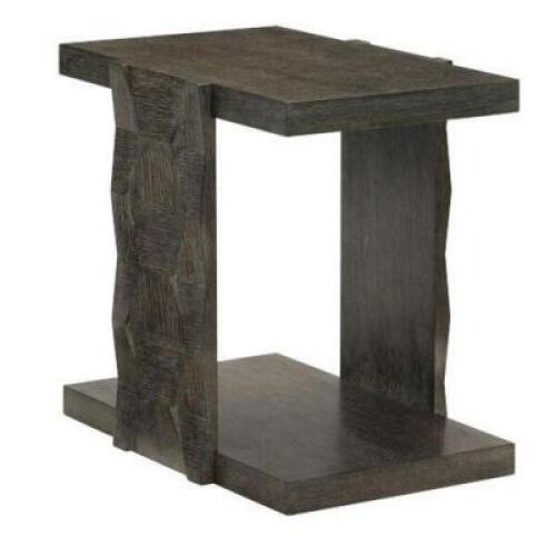 DESCRIPTION: LINEA CERUSED CHARCOAL RECTANGLE END TABLE BRAND/MODEL: BERNHARDT 384121B SIZE: 18"X24"X26.5" RETAIL$: $760.00 QTY: 1