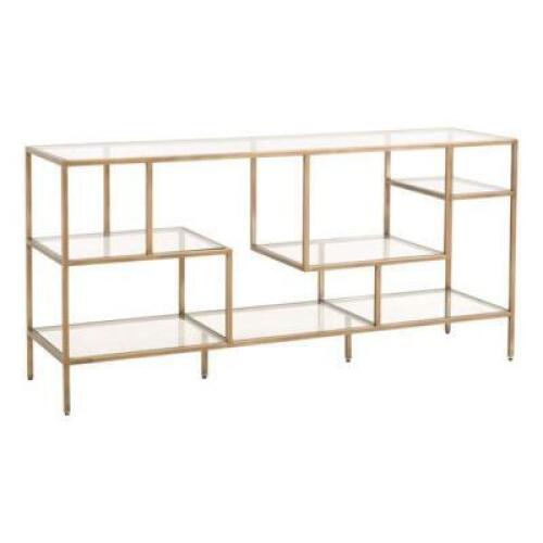 DESCRIPTION: BEAKMAN BRASS BOOKCASE BRAND/MODEL: ESSENTIALS FOR LIVING SIZE: 59"X16"X30" RETAIL$: $1,099.00 QTY: 1