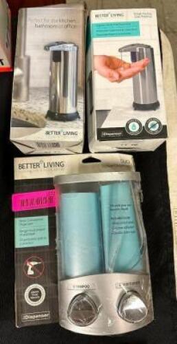 (2) TOUCHLESS SOAP DISPENSERS AND SHOWER DISPENSER