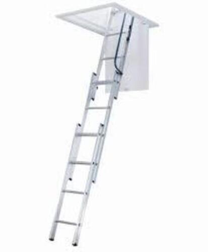 DESCRIPTION: (1) COMPACT ATTIC LADDERBRAND/MODEL: WERNERINFORMATION: ALUMINUM, NO HATCH INCLUDEDSIZE: 7-9'RETAIL$: $159.63 EAQTY: 1