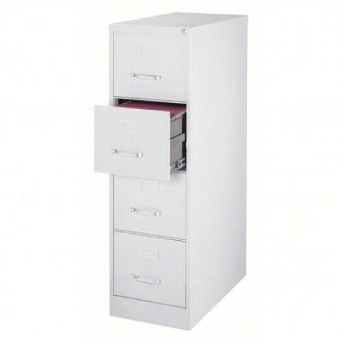 DESCRIPTION: (1) VERTICAL FILE CABINET BRAND/MODEL: HIRST #415G43 INFORMATION: WHITE SIZE: 4 DRAWERS, LETTER FILE SIZE, 52 IN OVERALL HT, 15 IN OVERAL
