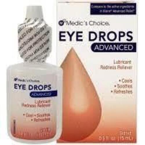 DESCRIPTION: (24) BOTTLES OF ADVANCED RELIEF EYE DROPS BRAND/MODEL: MEDICS CHOICE #AR20M01 SIZE: .5 FL OZ BOTTLES RETAIL$: $5.11 PER BOTTLE QTY: 24