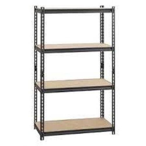DESCRIPTION: (2) RIVET SHELVING, 5 SHELF UNIT BRAND/MODEL: IRON HORSE #20993 INFORMATION: BLACK SIZE: 72" H 48"W 18"D RETAIL$: $146.99 EA QTY: 2