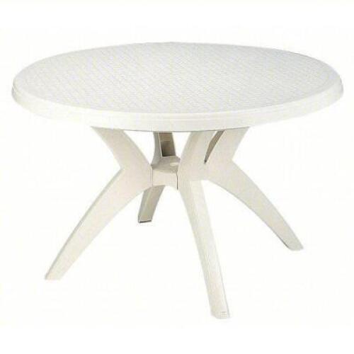 DESCRIPTION: (1) ROUND OUTDOOR TABLE BRAND/MODEL: GROSFILLEX #6DVH0 INFORMATION: WHITE SIZE: 46" DIAMETER, 29" H RETAIL$: $180.60 EA QTY: 1