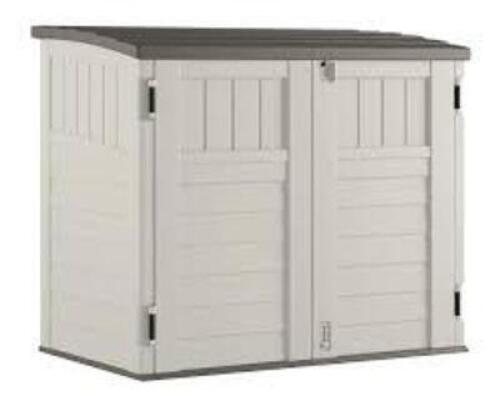DESCRIPTION: (1) HORIZONTAL STORAGE SHED BRAND/MODEL: SUNCAST #BMS2500 INFORMATION: BROWN/OFF WHITE SIZE: 4'5" X 2'8-1/2" RETAIL$: $692.99 EA QTY: 1
