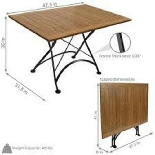 DESCRIPTION: (1) FOLDING TABLE BRAND/MODEL: WOODEN TOP SIZE: 47.5" X 47.5" RETAIL$: $499.00 EA QTY: 1