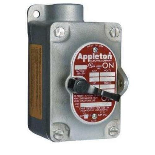 DESCRIPTION: (1) TUMBLER SWITCH BRAND/MODEL: APPLETON #EDS175F3W RETAIL$: $342.12 EA QTY: 1