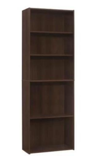 DESCRIPTION: (1) BOOKCASE WITH 5 SHELVESBRAND/MODEL: MONARCH SPECIALTIES #I 7466-1INFORMATION: CHERRY WOODSIZE: 72"H x 11.75"D X 24.75"LRETAIL$: $176.66 EAQTY: 1