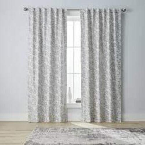 DESCRIPTION: (3) ROD POCKET BLACKOUT PANEL CURTAINS BRAND/MODEL: BETTER HOMES AND GARDENS INFORMATION: TAUPE, EMBROIDERED LEAF PATTERN SIZE: 108" RETA