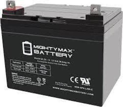 DESCRIPTION: (2) BATTERY REPLACEMENTS BRAND/MODEL: MIGHTYMAX BATTERY #ML35-12 INFORMATION: BLACK SIZE: 225X159X249 MM RETAIL$: $74.99 EA QTY: 2