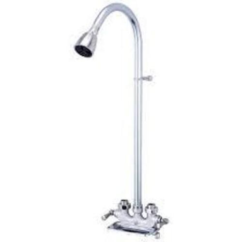 DESCRIPTION: (1) TWO HANDLE UTILITY SHOWER BRAND/MODEL: CENTRAL BRASS #0477-RC INFORMATION: ROUGH CHROME RETAIL$: $127.70 EA QTY: 1