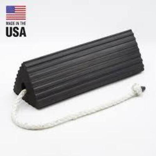 DESCRIPTION: (1) SET OF (2) RUBBER WHEEL CHOCKS BRAND/MODEL: BUYERS INFORMATION: BLACK/WITH CHAIN SIZE: 16"L X 7"W X 4"H RETAIL$: 82.95 PER LOT QTY: 1