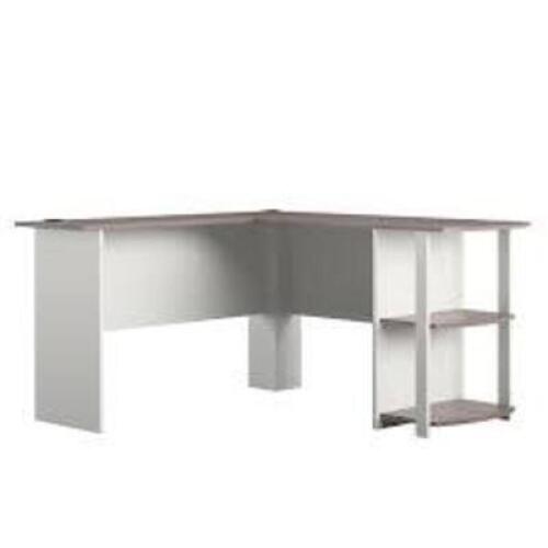 DESCRIPTION: (1) L SHAPED DESK WITH BOOKSHELVES BRAND/MODEL: AMERIWOOD INFORMATION: WHITE SONOMA OAK RETAIL$: $99.57 EA QTY: 1