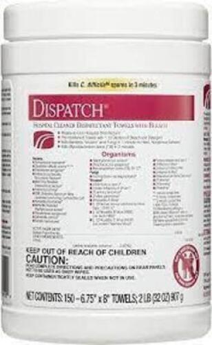 DESCRIPTION: (6) DISINFECTANT TOWELS BRAND/MODEL: DISPATCH SIZE: 150 A CAN RETAIL$: $20.00 EA QTY: 6
