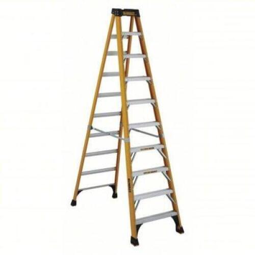 DESCRIPTION: (1) STEPLADDER BRAND/MODEL: DEWALT/DXL3410-10 INFORMATION: 375LB CAPACITY, 65 1/2" BASE SPREAD, 29 3/4" BOTTOM WIDTH, 9 STEPS RETAIL$: $5