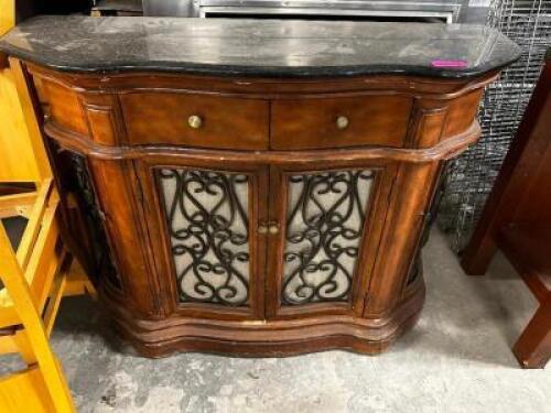 48" WOODEN BUFFET TABLE W/ STONE TOP
