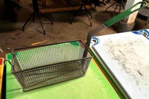 (3) DEEP FRYER BASKETS W/ GREEN COATED HANDLES