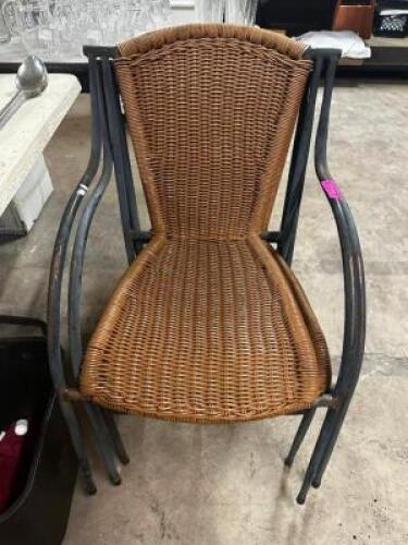 (3) HEAVY DUTY PATIO CHAIRS W/ WICKER SEATS