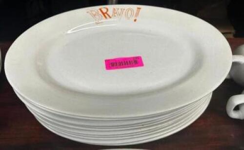(10) 14" CHINA PLATTERS . "BRAVO " LOGO
