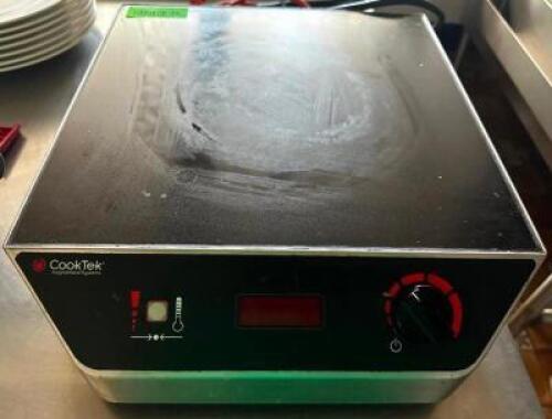 DESCRIPTION: COOKTEK SINGLE BURNER COUNTERTOP INDUCTION RANGE BRAND / MODEL: COOKTEK MC1800 ADDITIONAL INFORMATION 120 VOLT, 1 PHASE. RETAILS NEW FOR
