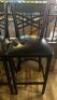 DESCRIPTION: (2) CROSS BACK 30" METAL BAR STOOL W/ BLACK CUSHION SEATS - IN GOOD CONDITION LOCATION: UPSTAIRS THIS LOT IS: SOLD BY THE PIECE QTY: 2