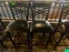 DESCRIPTION: (2) CROSS BACK 30" METAL BAR STOOL W/ BLACK CUSHION SEATS - IN GOOD CONDITION LOCATION: UPSTAIRS THIS LOT IS: SOLD BY THE PIECE QTY: 2 - 2