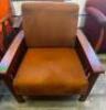 DESCRIPTION: (2) TAN UPHOLSTERED ARM CHAIRS W/ WOODEN ARM RESTS. IN GOOD CONDITION. LOCATION: UPSTAIRS THIS LOT IS: SOLD BY THE PIECE QTY: 2