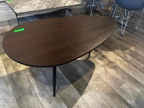 DESCRIPTION: TEAR SHAPED LAMINATE WOOD COFFEE / ACCENT TABLE LOCATION: UPSTAIRS QTY: 1