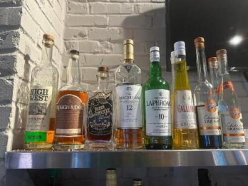 DESCRIPTION: (10) ASSORTED OPEN BOTTLES OF ALCOHOL LOCATION: UPSTAIRS THIS LOT IS: ONE MONEY QTY: 1
