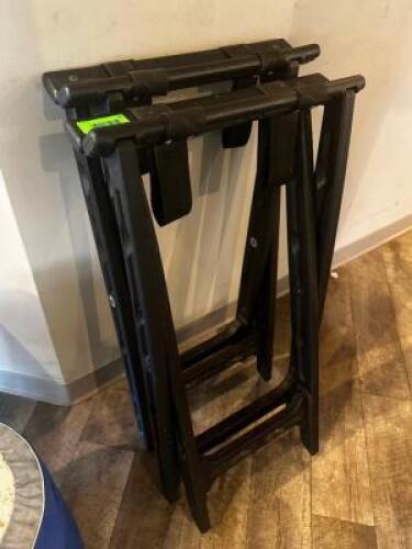 DESCRIPTION: (2) BLACK FOLDING TRAY STANDS LOCATION: UPSTAIRS THIS LOT IS: SOLD BY THE PIECE QTY: 2