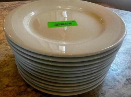 DESCRIPTION: (12) 10" CHINA PLATES BRAND / MODEL: BUFFALO SIZE 10" LOCATION: UPSTAIRS THIS LOT IS: SOLD BY THE PIECE QTY: 12