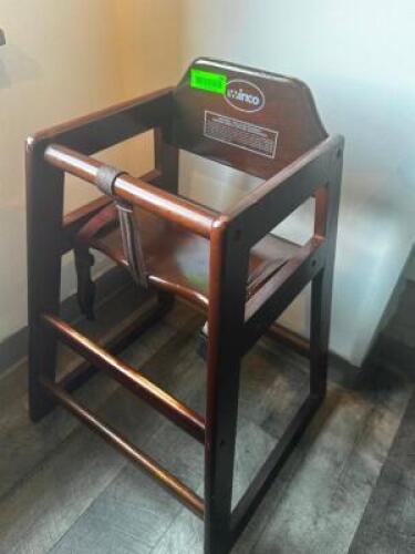DESCRIPTION: WOODEN HIGH CHAIR LOCATION: UPSTAIRS QTY: 1