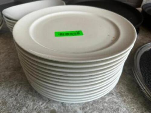 DESCRIPTION: (12) 11" CHINA PLATES SIZE 11" LOCATION: BAR / MAIN FLOOR THIS LOT IS: SOLD BY THE PIECE QTY: 12