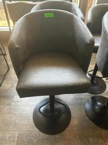 DESCRIPTION: (2) 30" GREY PADDED BARREL BACK BAR STOOLS BRAND / MODEL: NANJING SIZE 30" LOCATION: BAR / MAIN FLOOR THIS LOT IS: SOLD BY THE PIECE QTY: