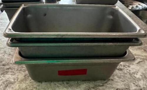 DESCRIPTION: (3) 1/4 SIZE STAINLESS INSERT SIZE 4" DEEP LOCATION: MAIN FLOOR THIS LOT IS: SOLD BY THE PIECE QTY: 3