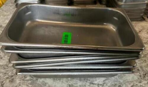 DESCRIPTION: (5) 1/3 SIZE STAINLESS INSERT SIZE 2" DEEP LOCATION: MAIN FLOOR THIS LOT IS: SOLD BY THE PIECE QTY: 5