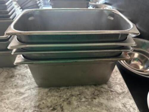 DESCRIPTION: (4) 1/3 SIZE STAINLESS INSERTS SIZE 6" DEEP LOCATION: MAIN FLOOR THIS LOT IS: SOLD BY THE PIECE QTY: 4
