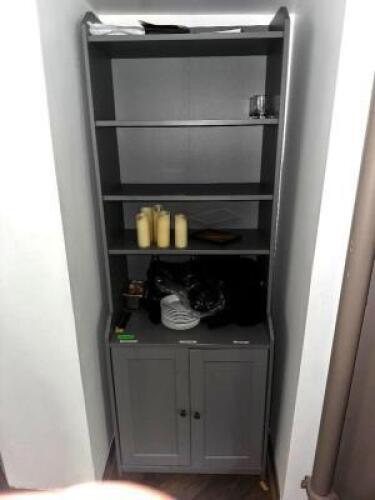 DESCRIPTION: 30" WOODEN BAKERS RACK CABINET ADDITIONAL INFORMATION CONTENTS ARE NOT INCLUDED SIZE 30" X 72" LOCATION: MAIN FLOOR QTY: 1