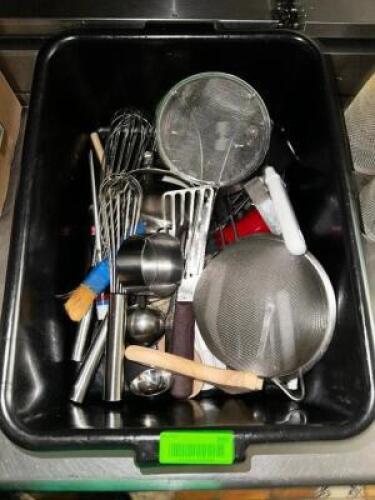 DESCRIPTION: BUS TUBE AND CONTENTS - ASSORTED UTENSILS LOCATION: KITCHEN THIS LOT IS: ONE MONEY QTY: 1