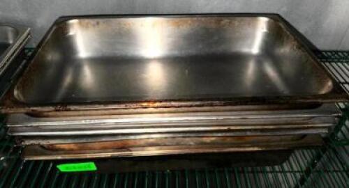 DESCRIPTION: (4) FULL SIZE STAINLESS INSERTS SIZE 4" DEEP LOCATION: KITCHEN THIS LOT IS: SOLD BY THE PIECE QTY: 4